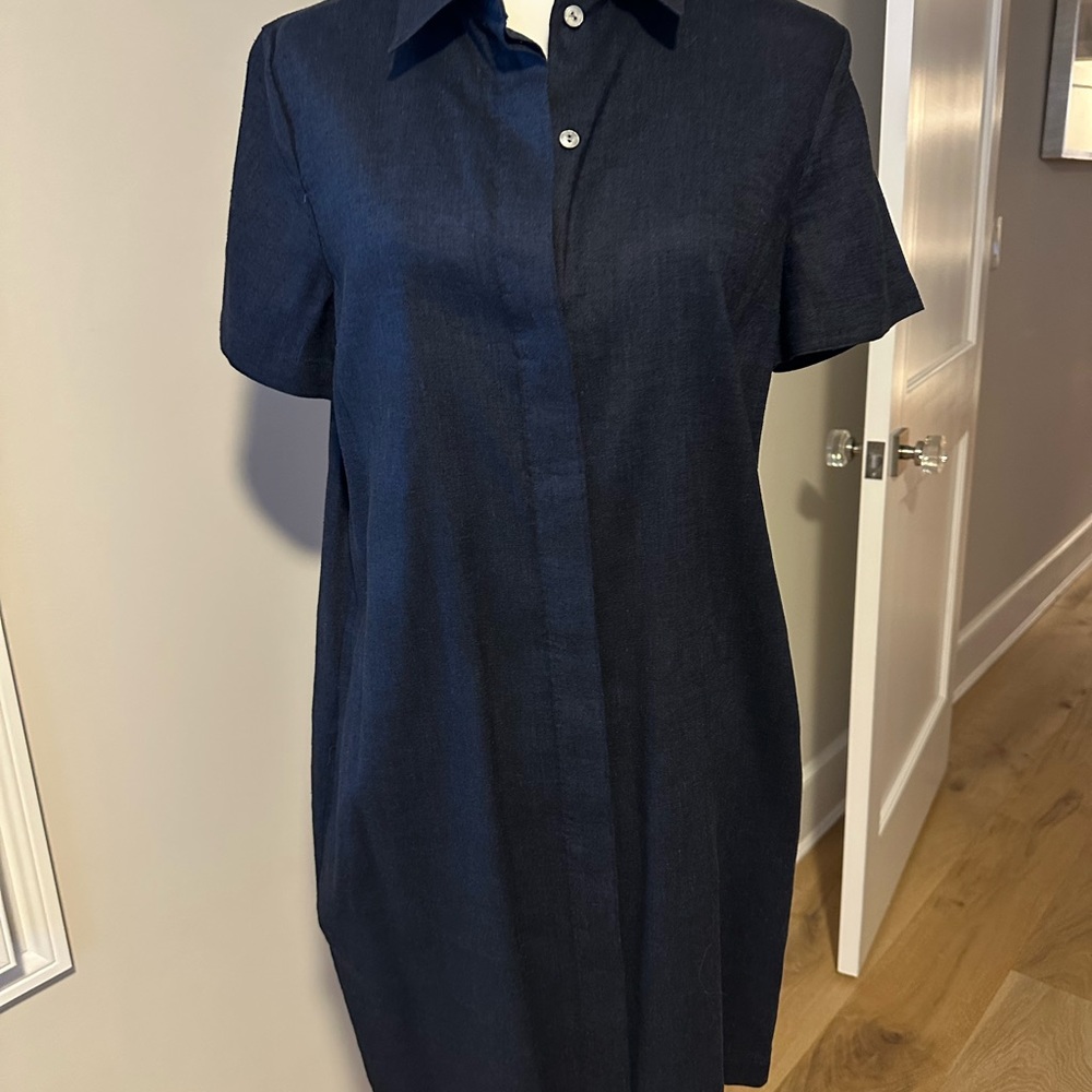 Theory size M button down linen blend dress worn once